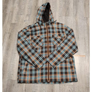 Mossimo supply 2XL Plaid Flannel men Full Zip Up Long Sleeve Warm Hoodeed Jacket